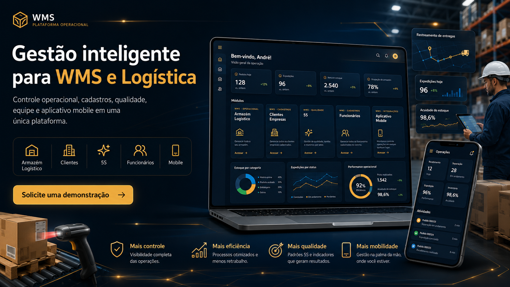 Painel do Portal do Cliente exibindo produtos e quantidades em estoque